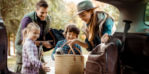 Family packing for a roadtrip